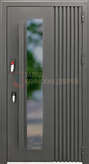 Входная дверь c порошковым напылением с тиснением на металле и стеклом ТМ-10 c порошковым напылением с тиснением на металле и стеклом ТМ-10