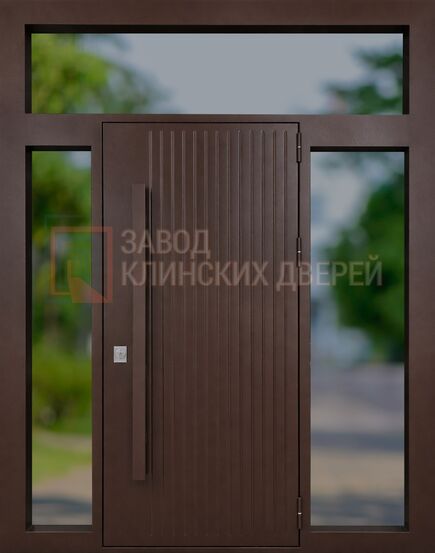 Входная дверь c порошковым напылением с тиснением на металле и стеклом ТМ-8 c порошковым напылением с тиснением на металле и стеклом ТМ-8